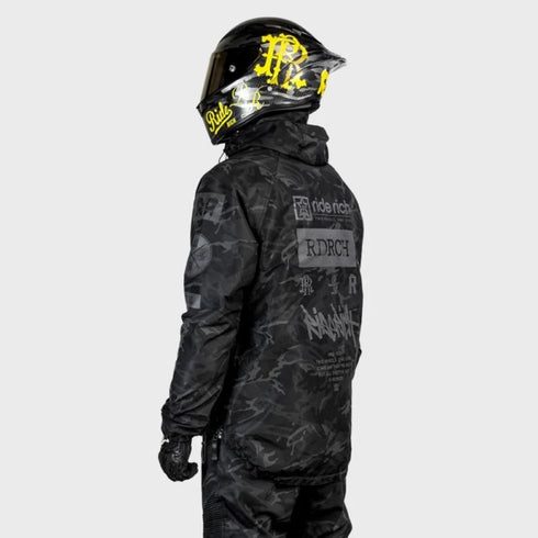 Ride Rich Concord Armoured GP Anorak Motorcycle Jacket - Black / Camo